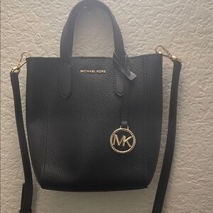 Michael Kors Black Mini Crossbody Bag with Gold Accents